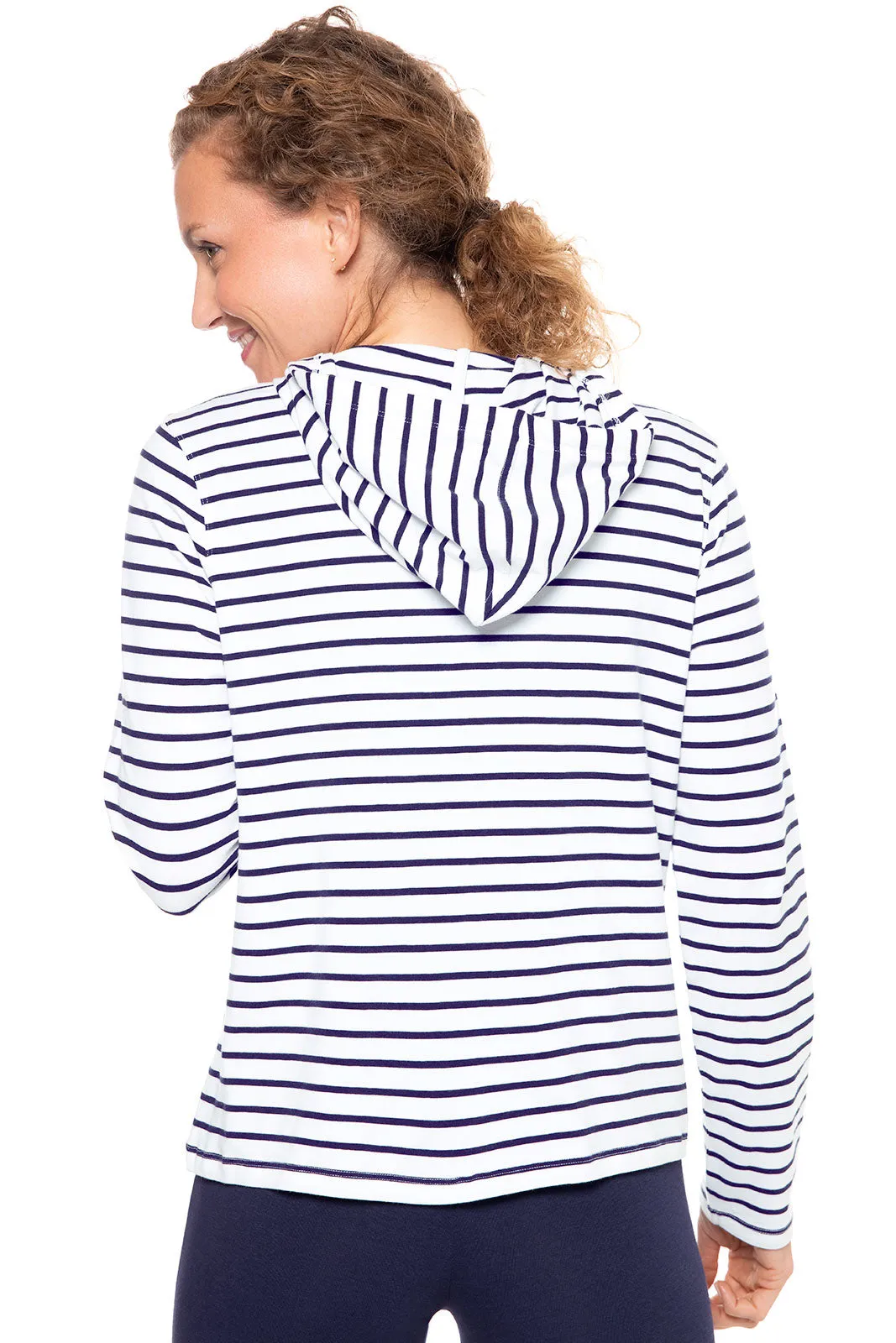 Women's Seaside Hoodie | White/Navy Stripe