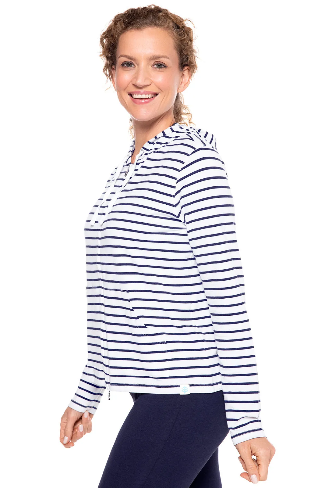 Women's Seaside Hoodie | White/Navy Stripe