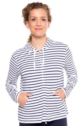 Women's Seaside Hoodie | White/Navy Stripe