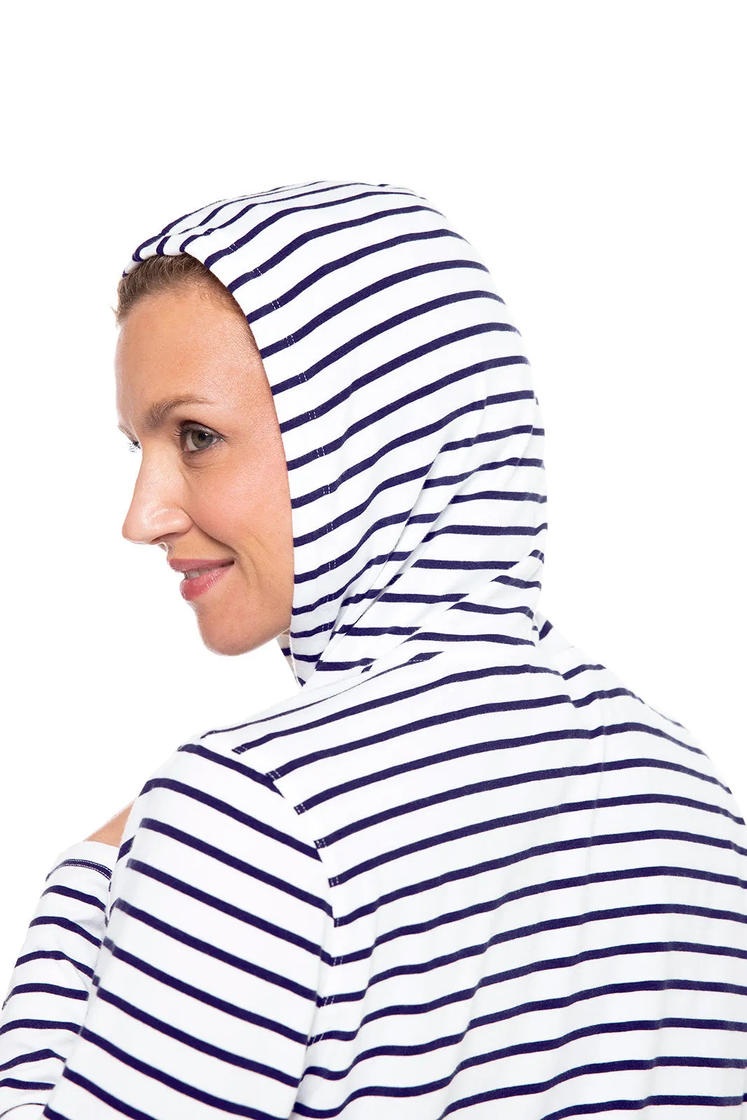 Women's Seaside Hoodie | White/Navy Stripe