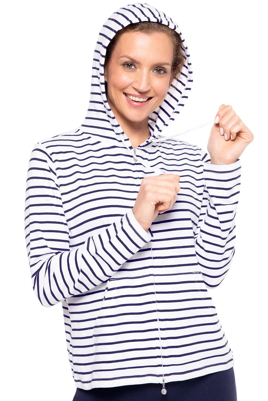 Women's Seaside Hoodie | White/Navy Stripe