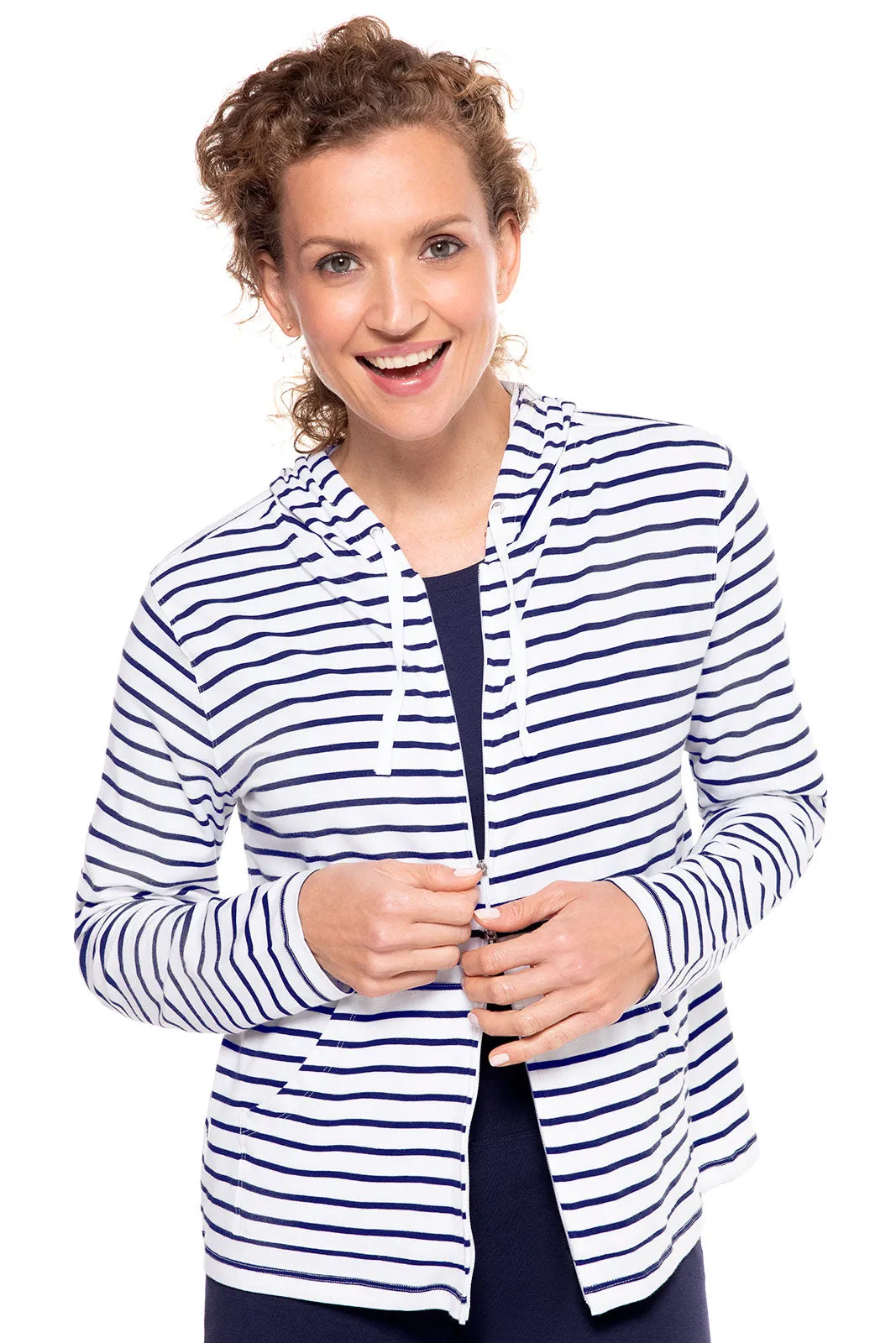 Women's Seaside Hoodie | White/Navy Stripe